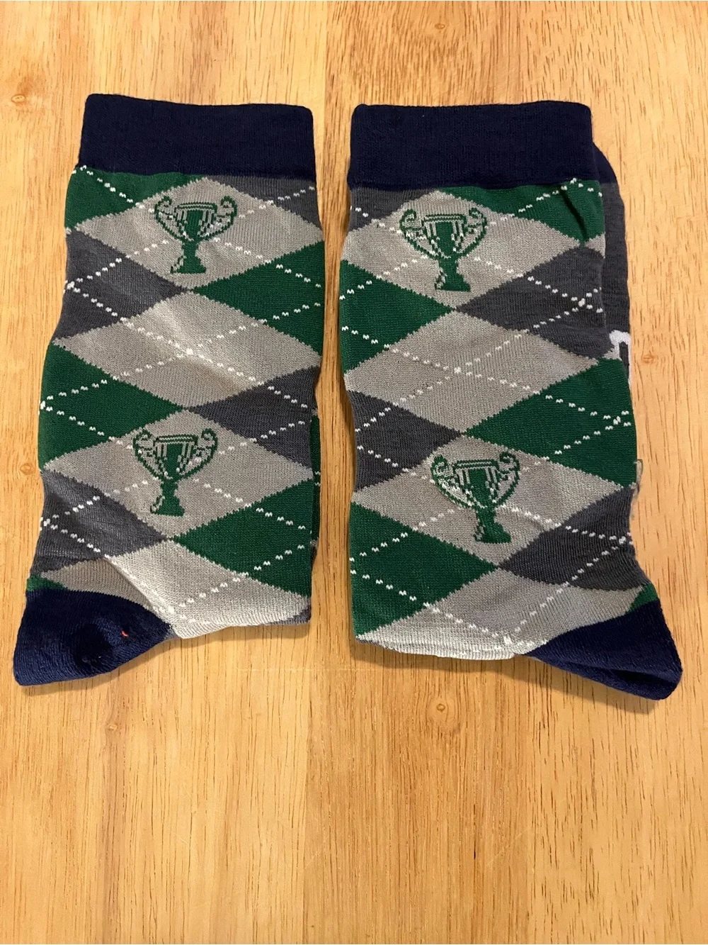 Golf Legend Argyle Crew Socks - Gray & Green